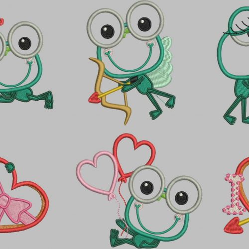 Adorable Applique Frog Couple