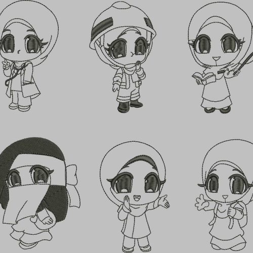 Doodle Outline Boy & Girl Set