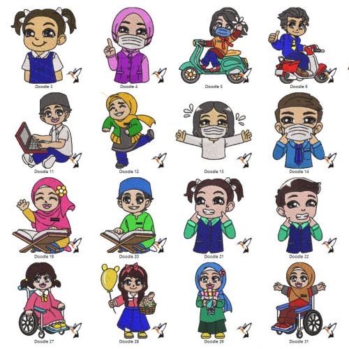 Combo Doodle Guru Dan Murid (31 Design)